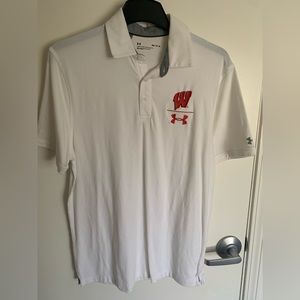 Good condition Under Armour Wisconsin Badgers men’s white polo